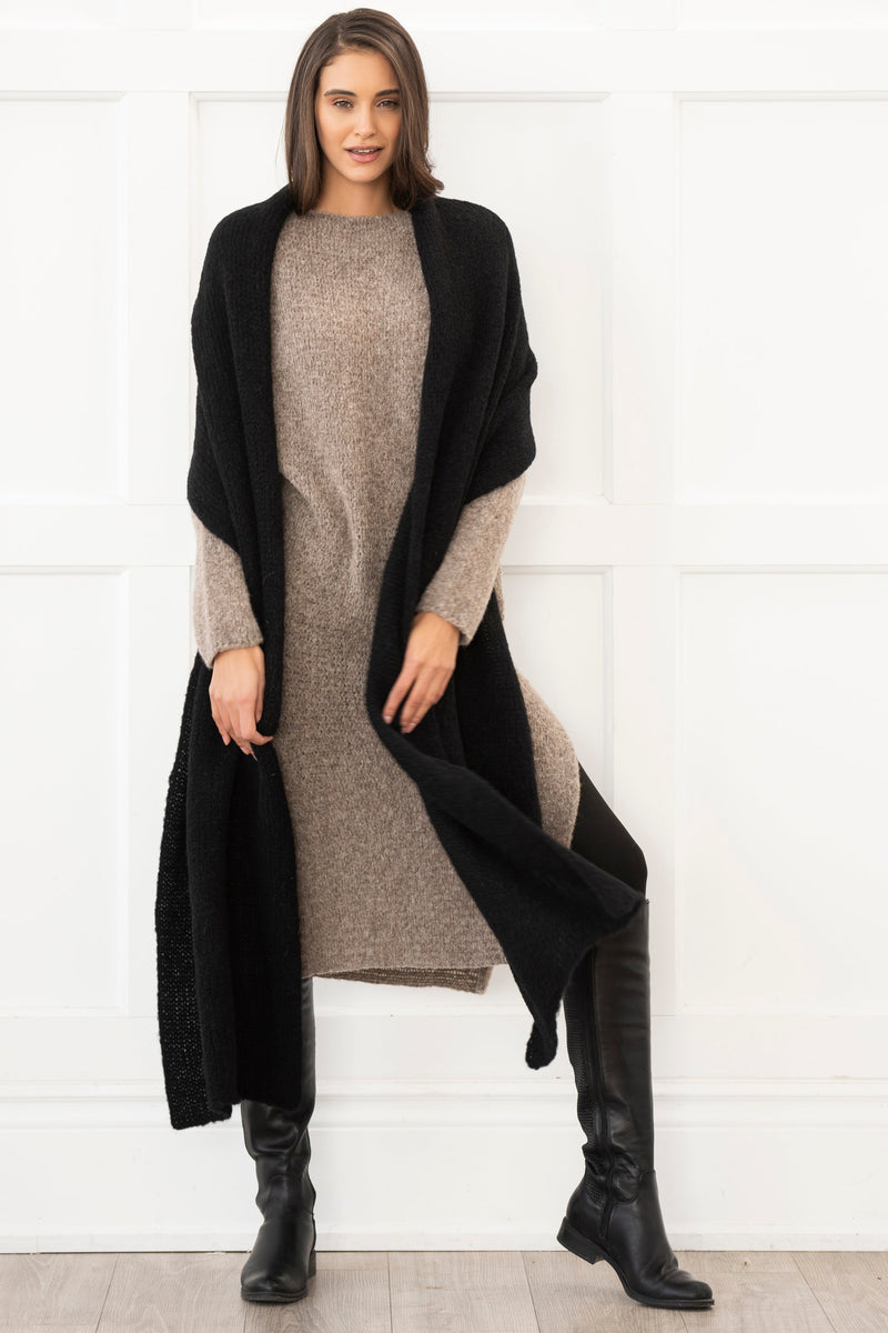 マフラー・ストール TATIANA Black Shadow Check Soft Lambs Wool 100 Shawl MF8005 Extra long Peruvian Alpaca wool scarf wrap | Roseuniquestyle
