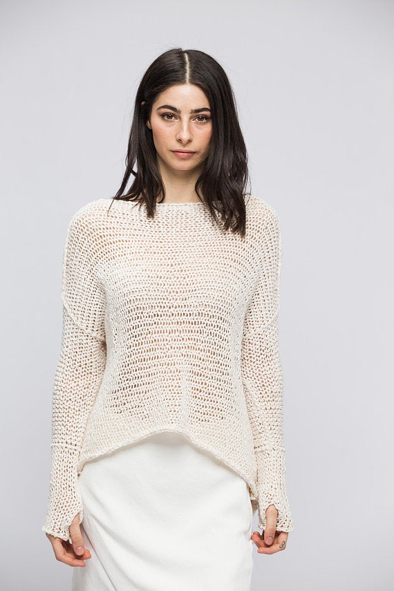 Linen Cotton Blend Oversized Sweater - Many Colors are Available