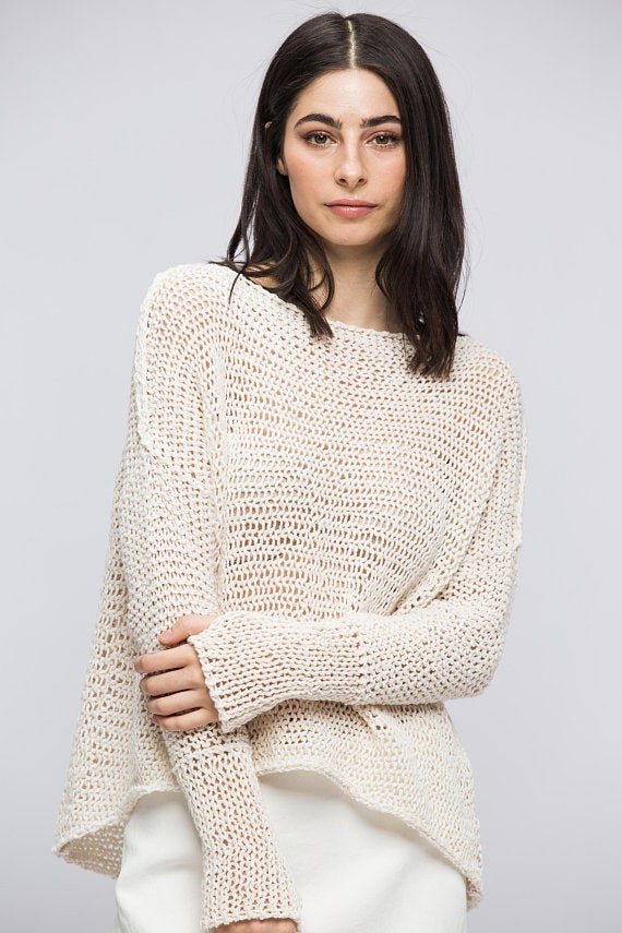 Linen Cotton Blend Oversized Sweater - Many Colors are Available