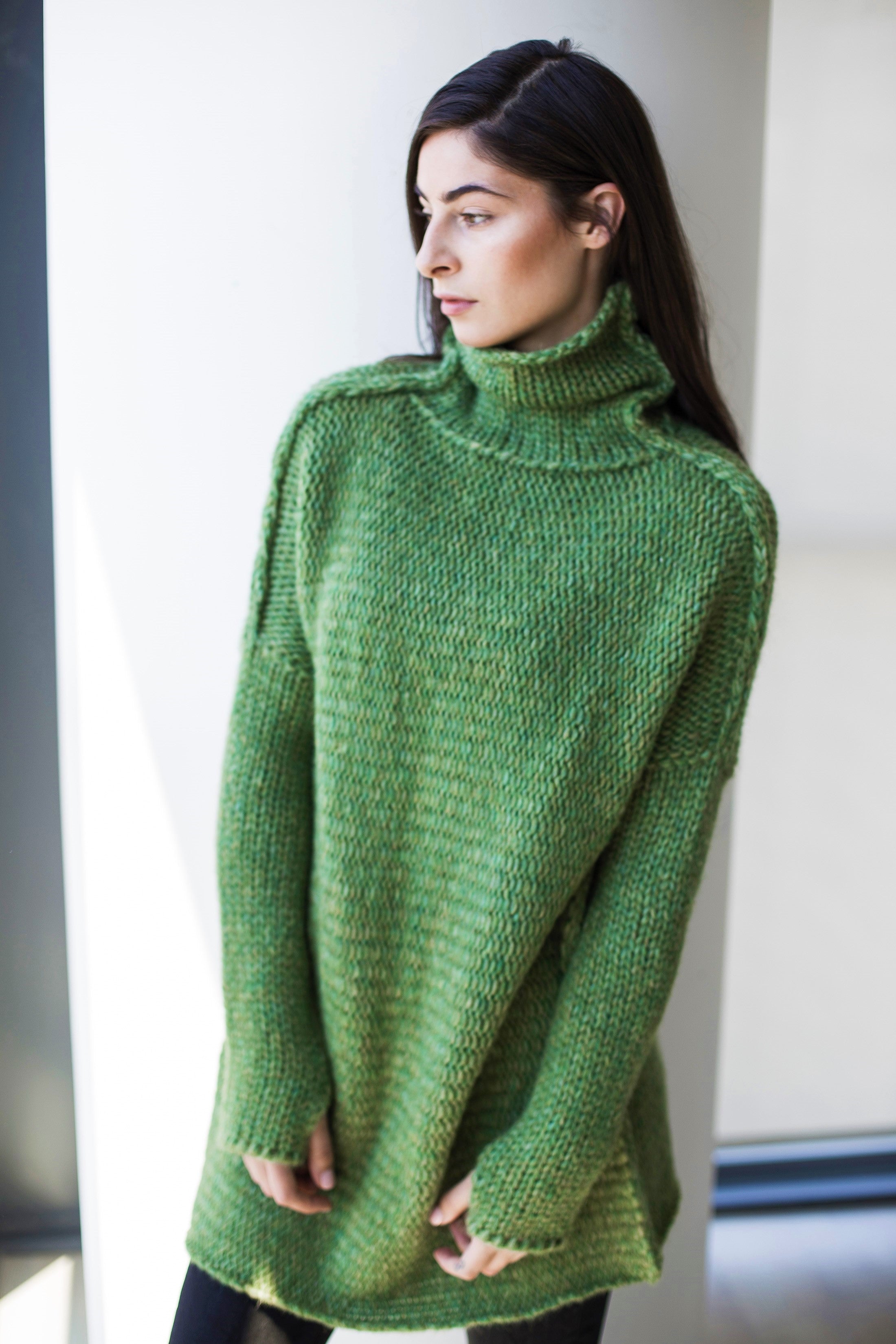 Unique Moss Green Oversized alpaca blend Sweater