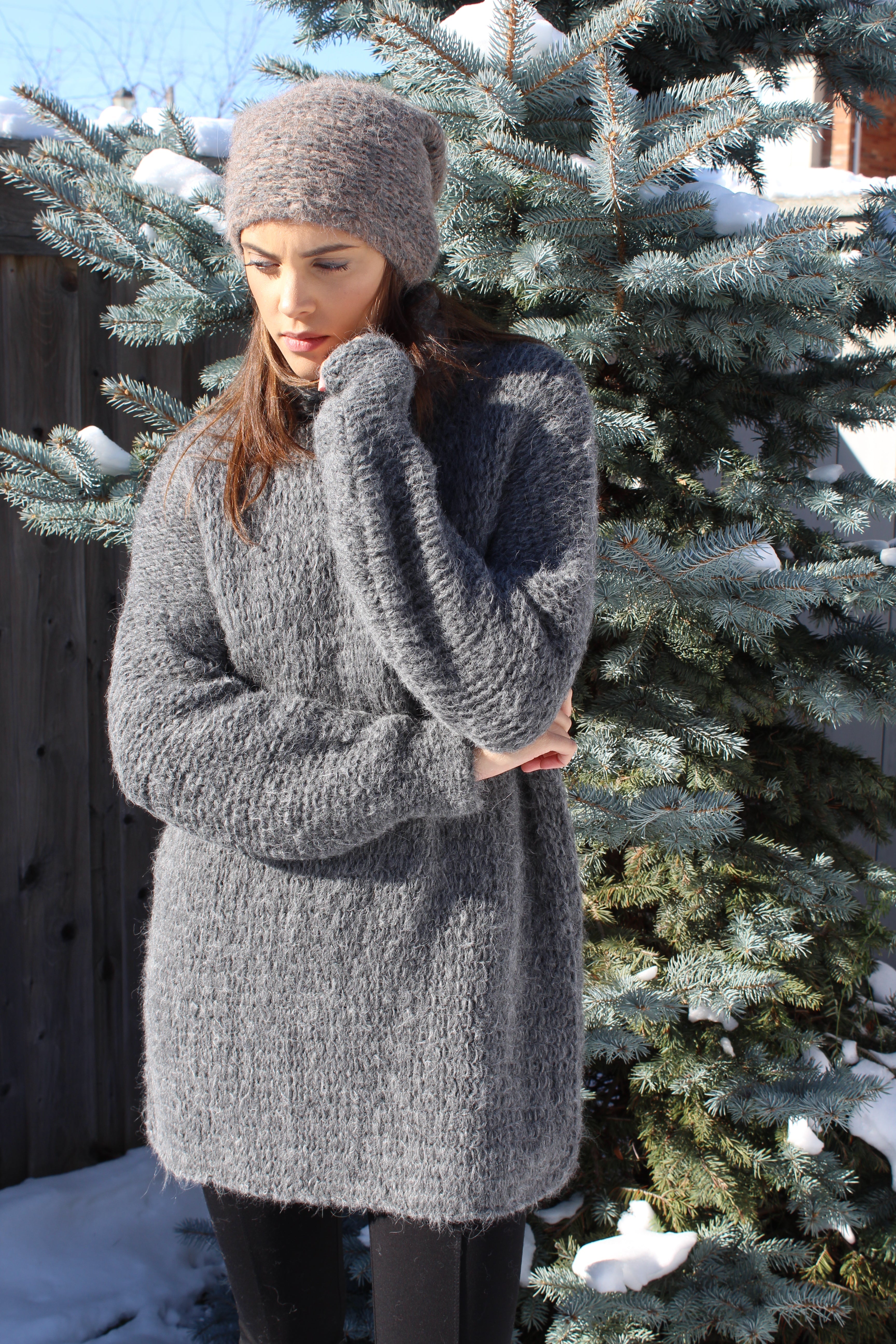 Grey Oversized Sweater Dress Alpaca Blend