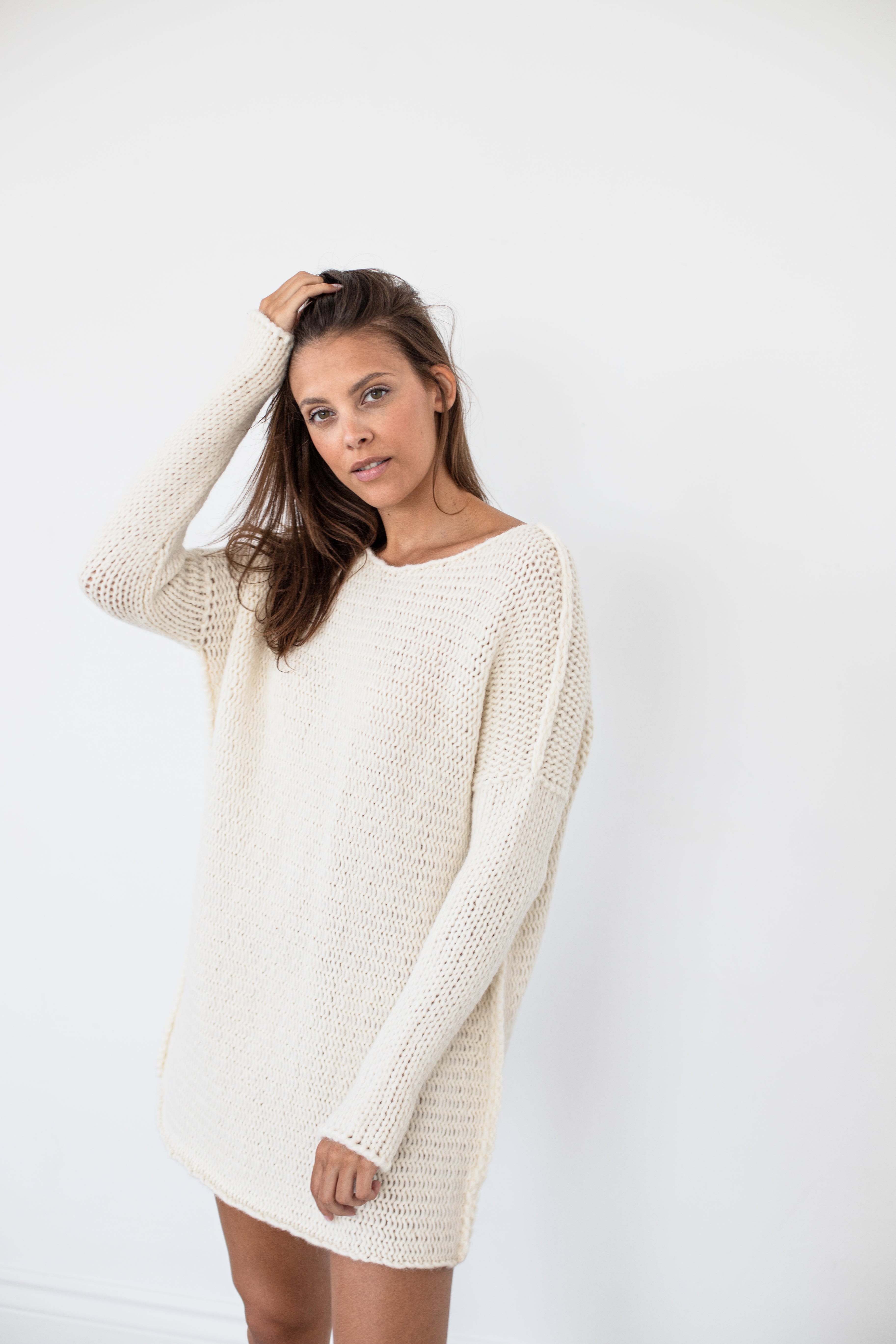Off White Chunky Alpaca Blend Woman Sweater