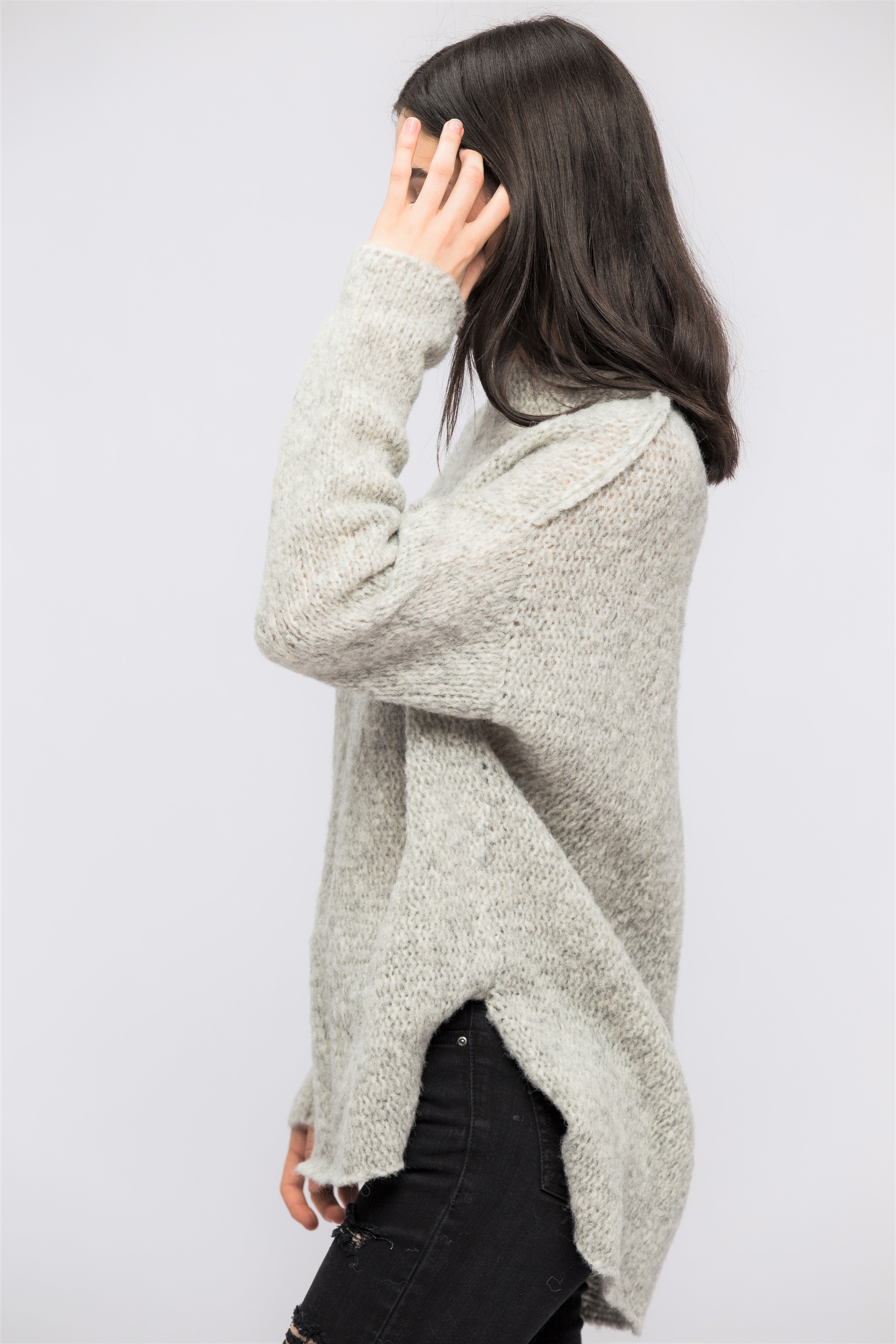 Light or Pearl Grey Alpaca Blend Sweater