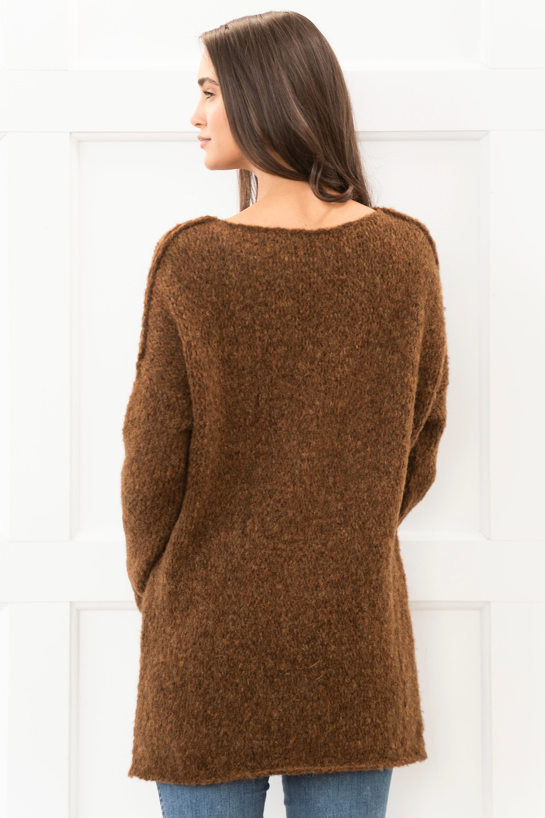 Milky Brown or Dark Ginger 100% Alpaca Sweater