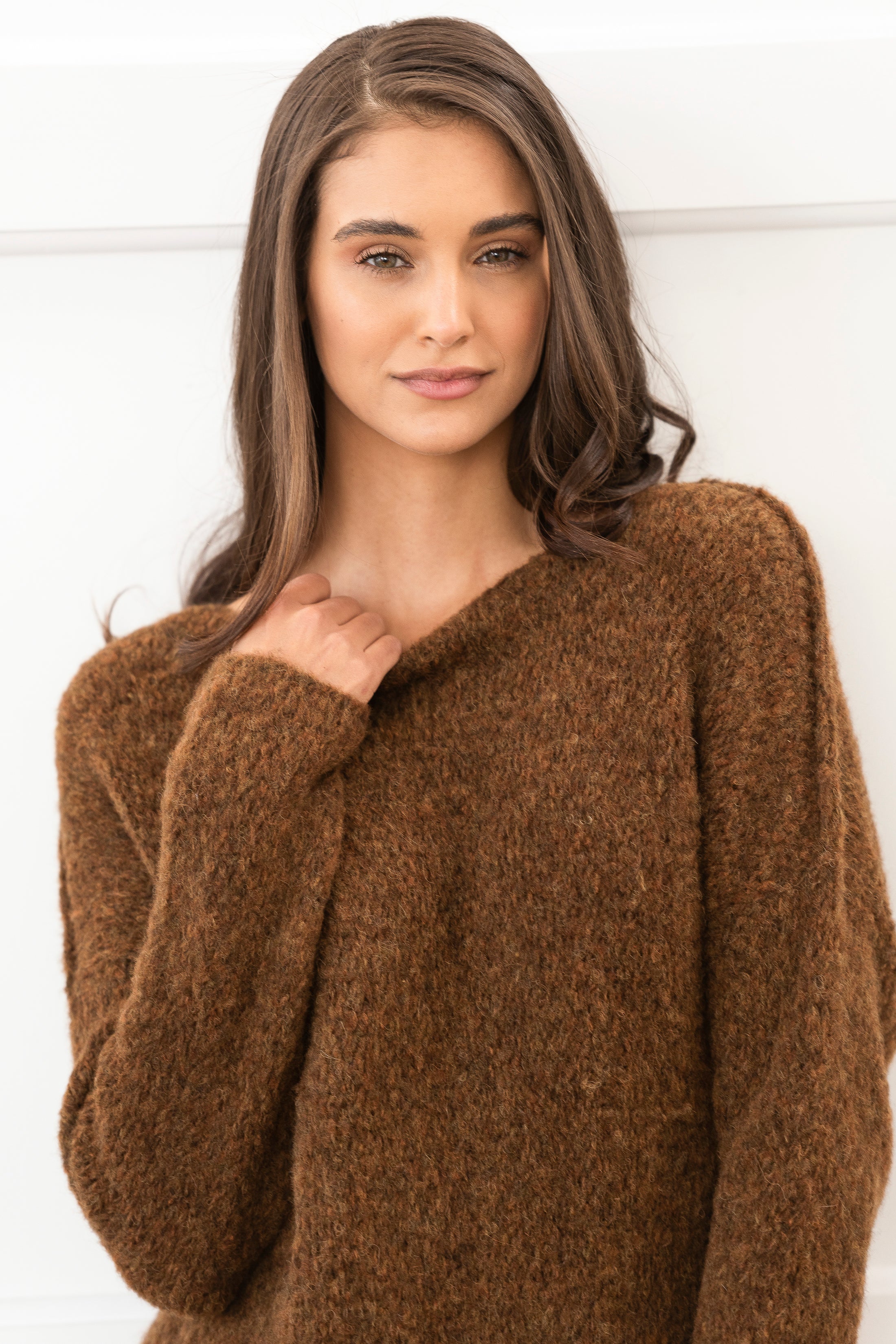 Milky Brown or Dark Ginger 100% Alpaca Sweater