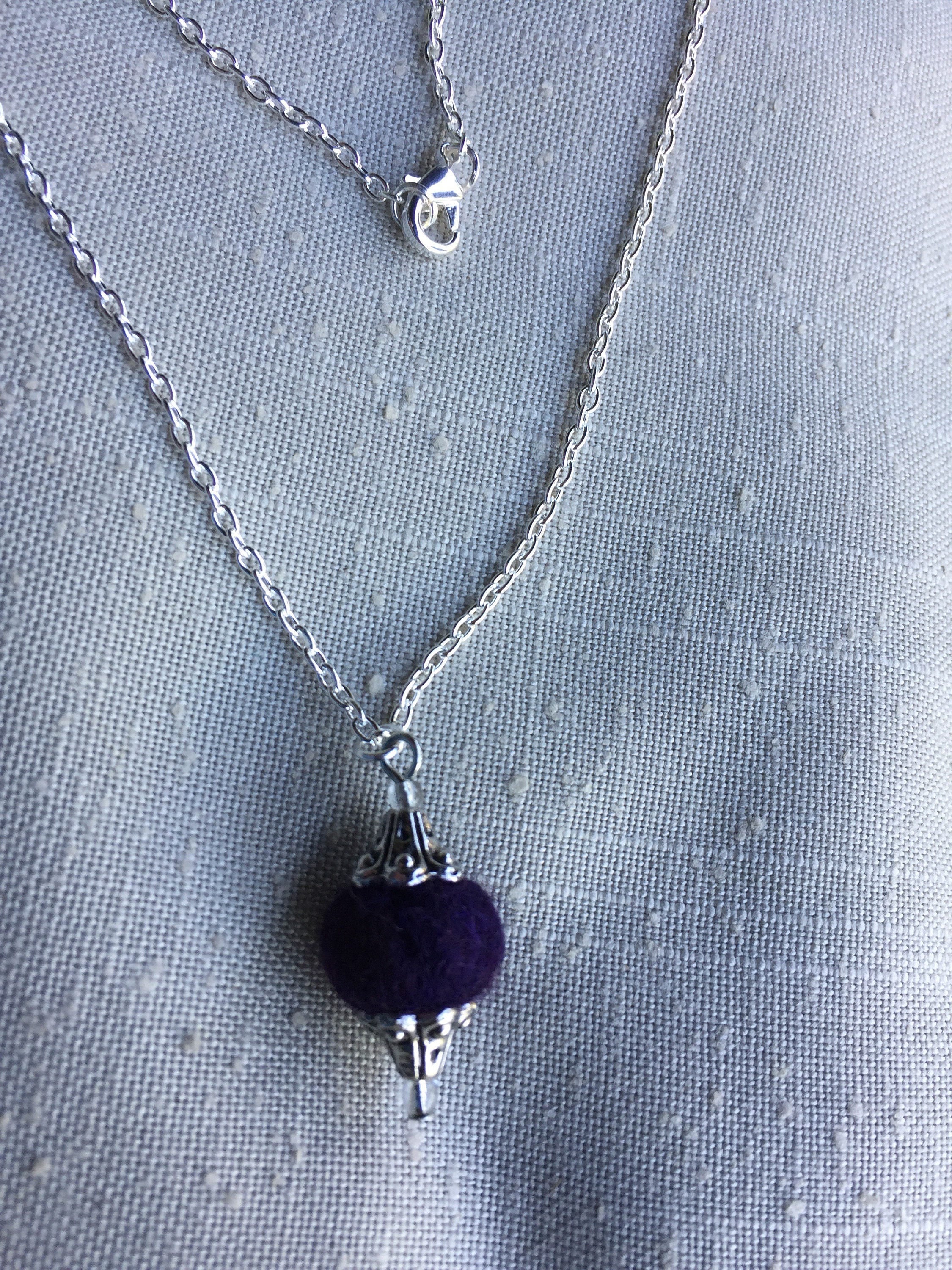Handmade Purple Alpaca Fiber Bead Necklace