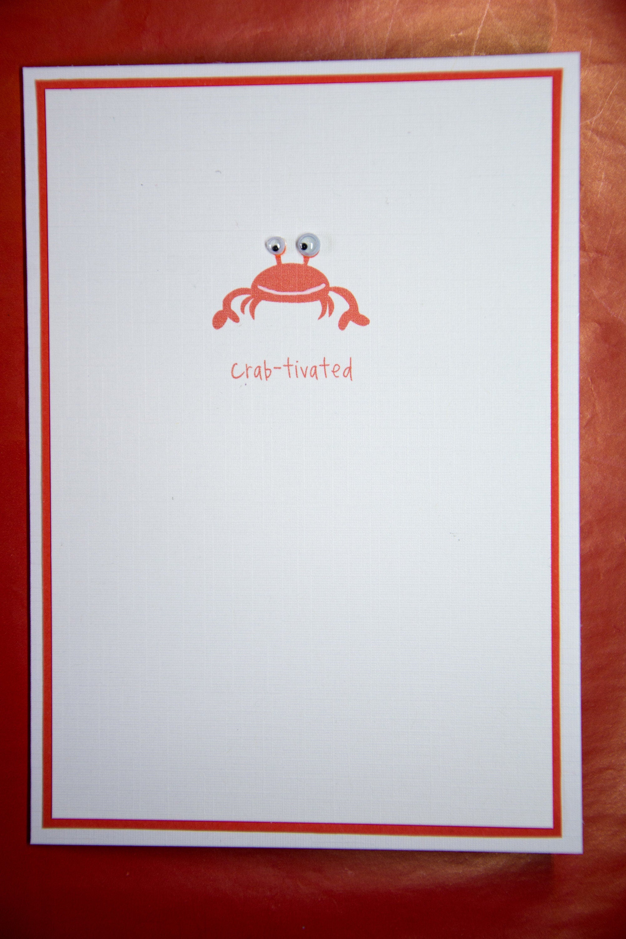 Crab-tivated any occasion A6 greetings card, handmade