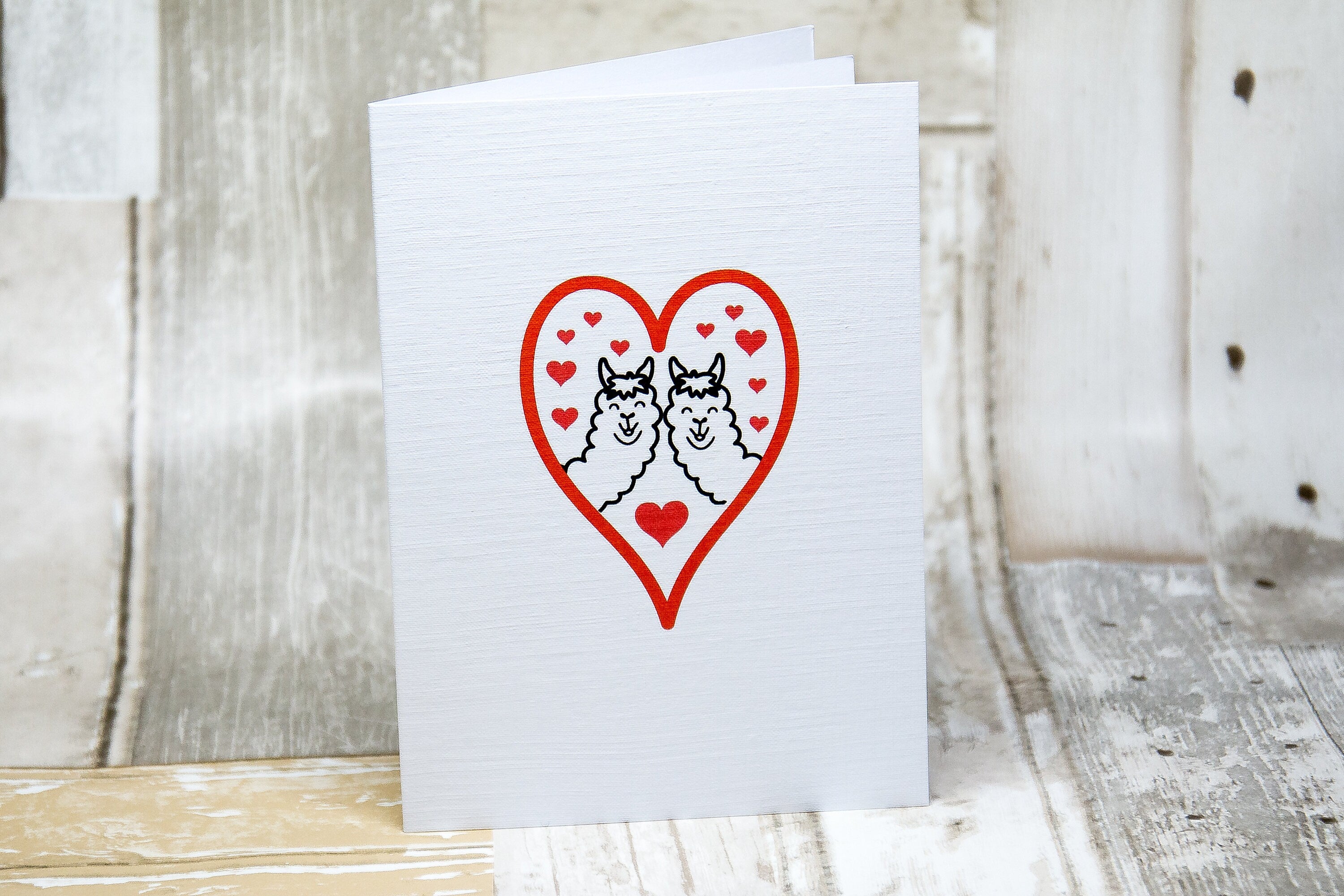 Alpaca love hearts card