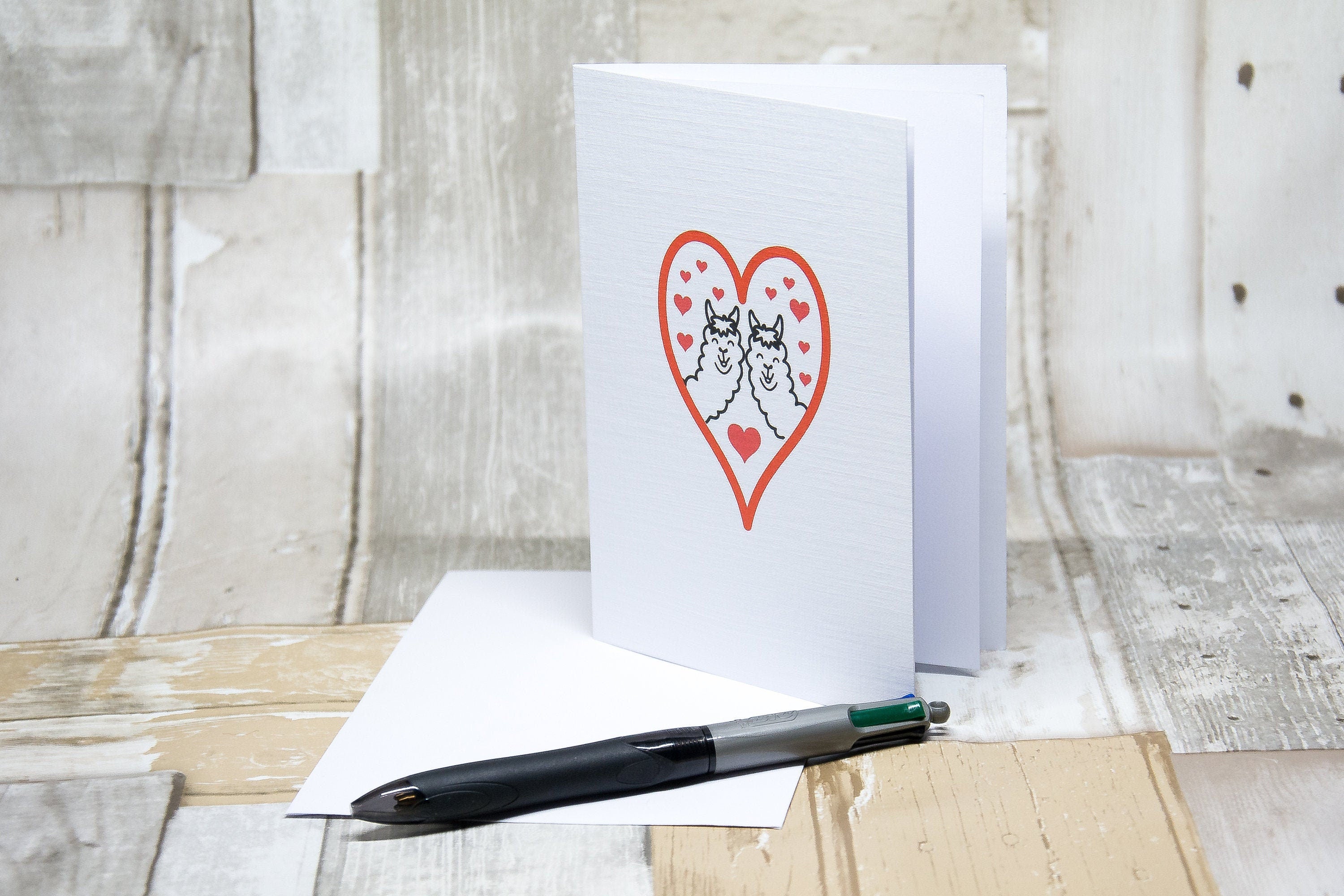 Alpaca love hearts card