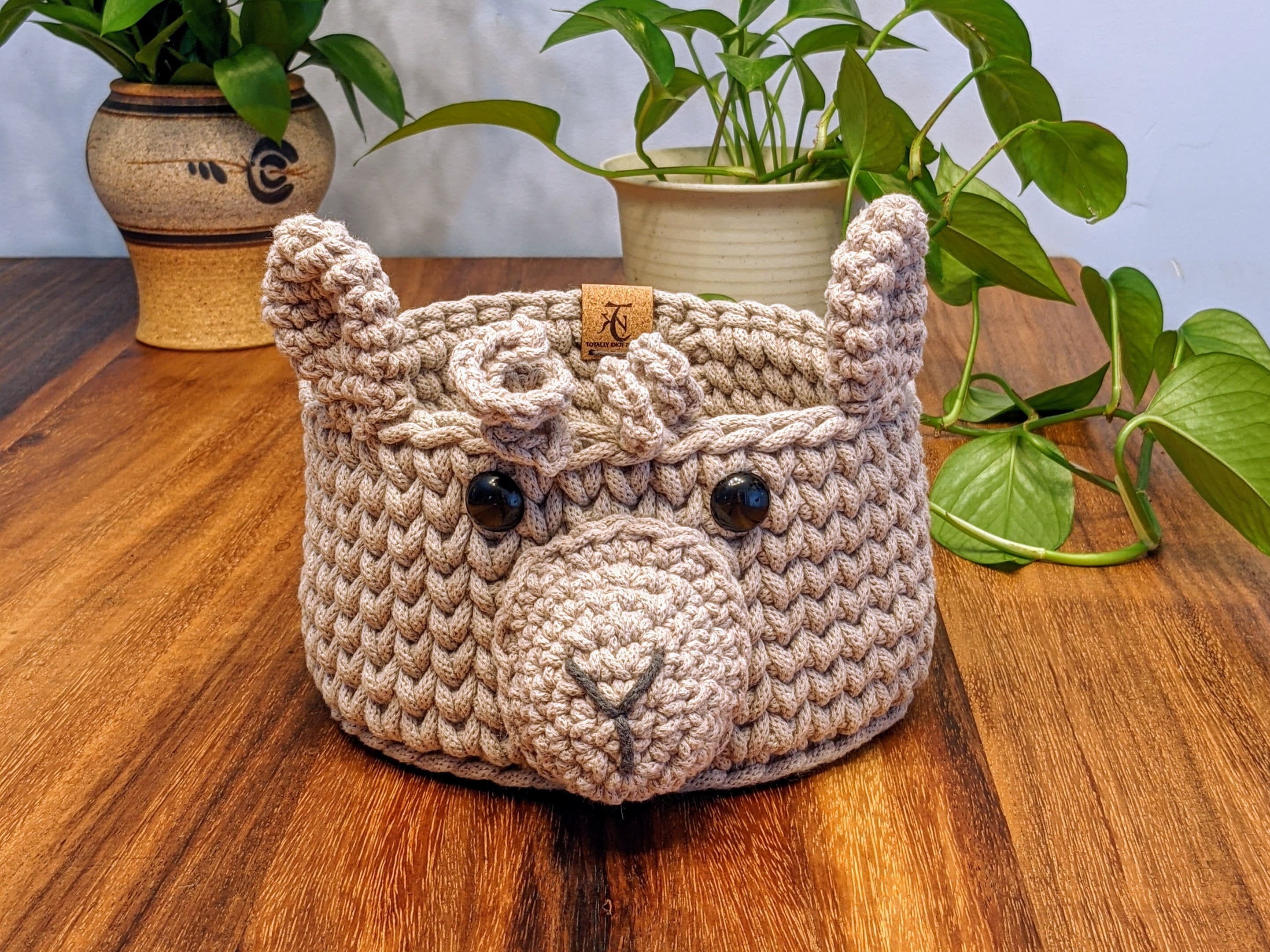 Alpaca Crochet Basket | Medium | Pearl