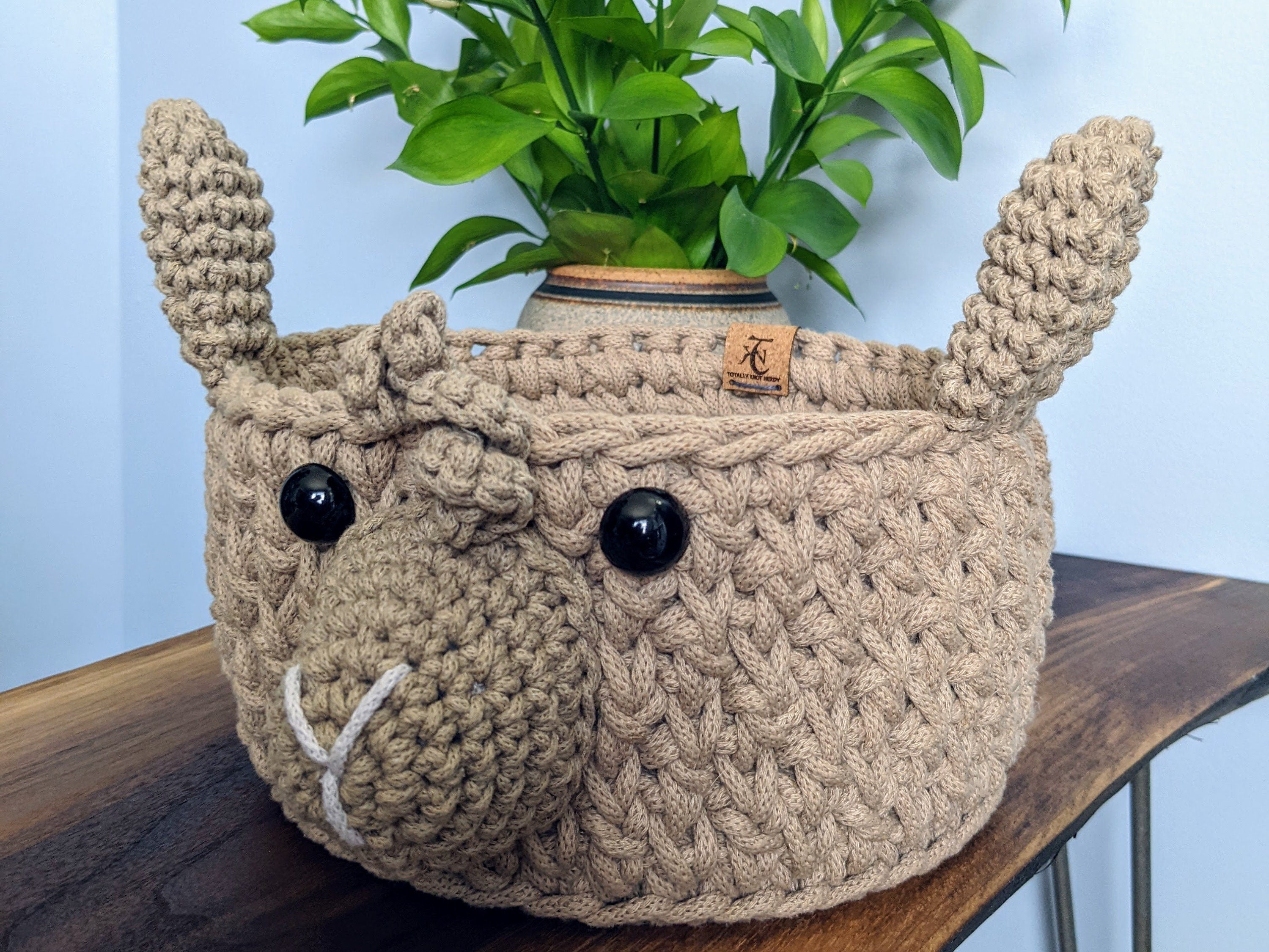 Alpaca Crochet Basket | Textured Medium | Sand