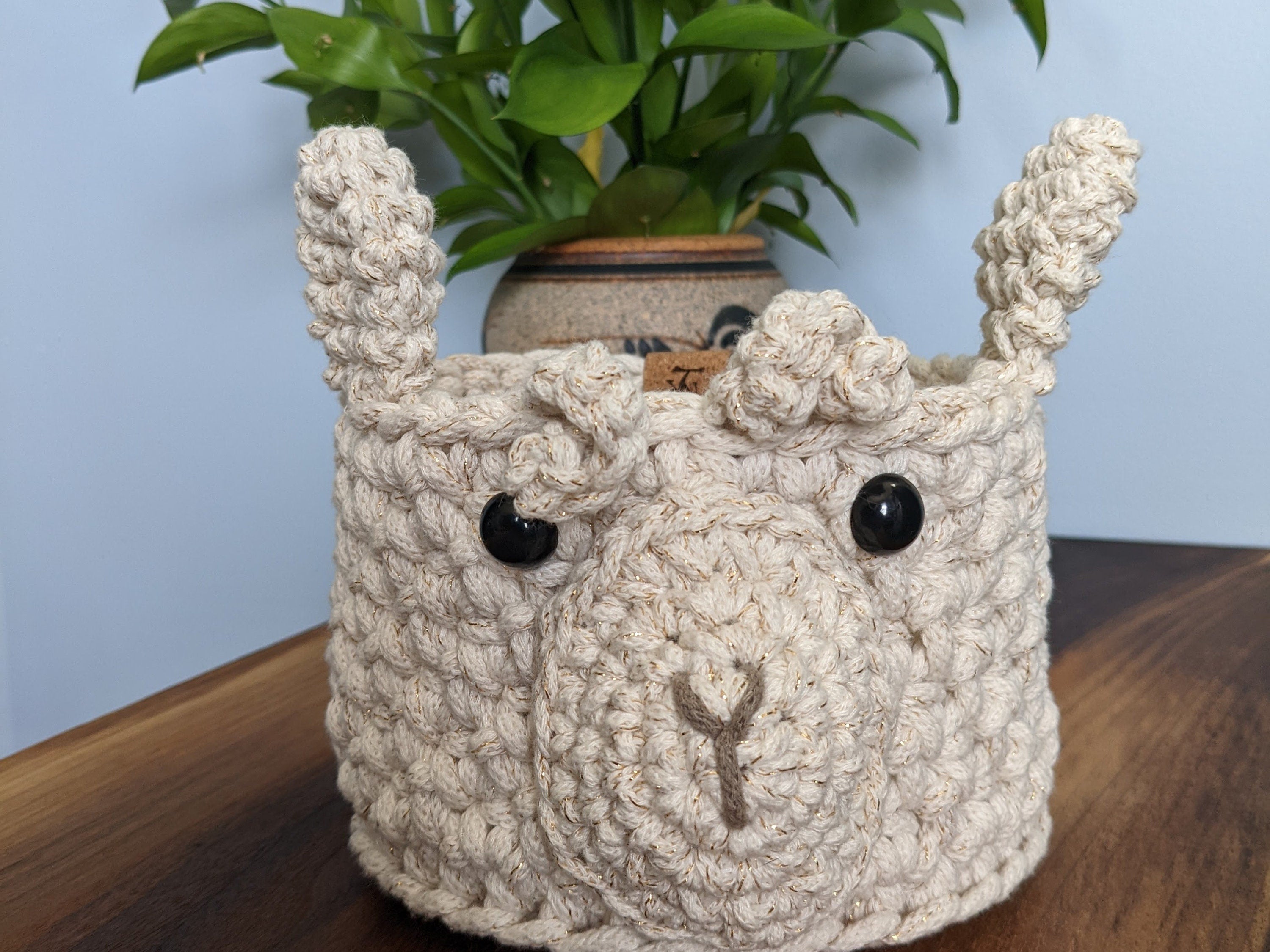 Alpaca Crochet Basket | Textured Small | Golden Natural