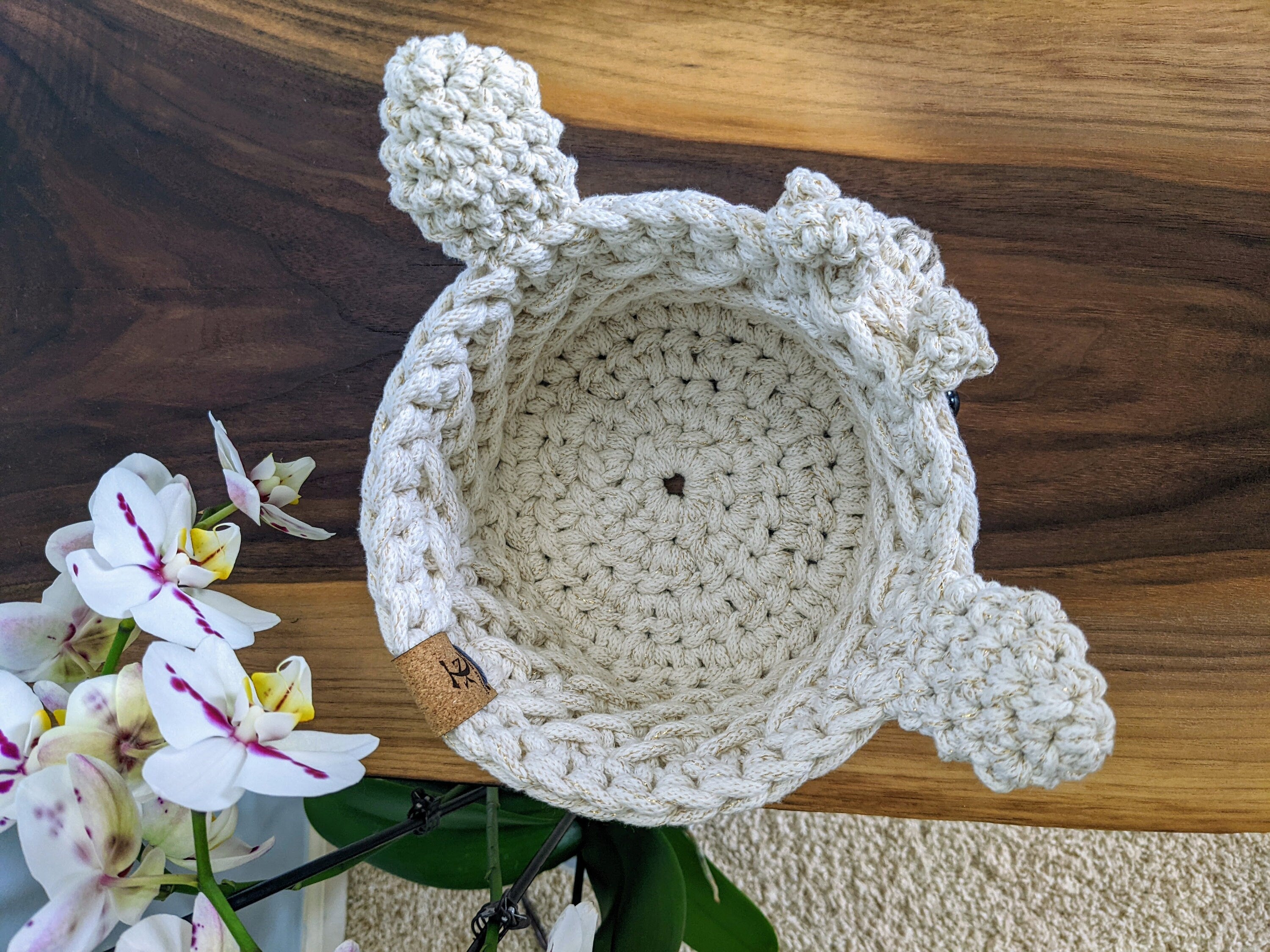Alpaca Crochet Basket | Textured Small | Golden Natural